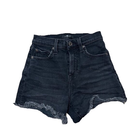 7 For All Mankind Pants - 7 For All Mankind Shorts Women’s 23 Black Gray Cutoff Jean Shorts Raw Hem